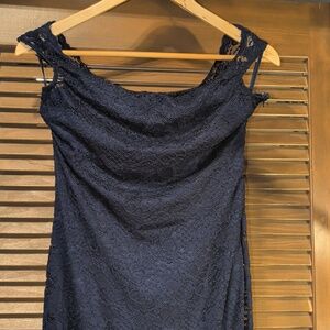 NWT Navy Blue Lace Maxi Dress Off Shoulder - Formal Mermaid